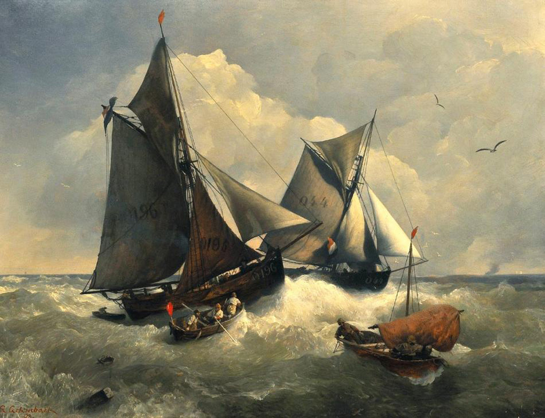 at sea in rough waters